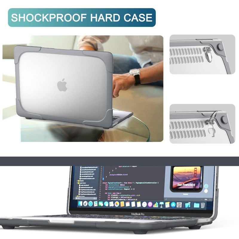 Batianda for MacBook Air 13 Case 2020 2019 2018 Release A2337 M1 A2179 A1932  Heavy Duty Plastic Hard Shell Cover with Fold Kickstand Shockproof Function for Newest MacBook Air 13 inch Touch ID  Grey - Image 5